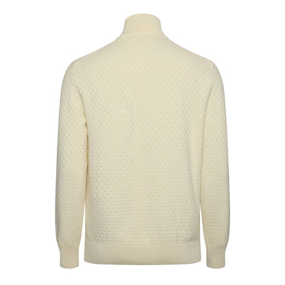 Cream - Back - Gant Mens Embroidered Logo Zip Front Jumper