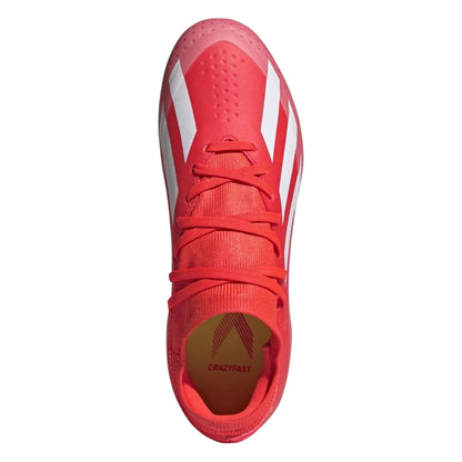 Red-White - Pack Shot - Adidas Childrens-Kids X Crazyfast League Firm Ground Football Boots