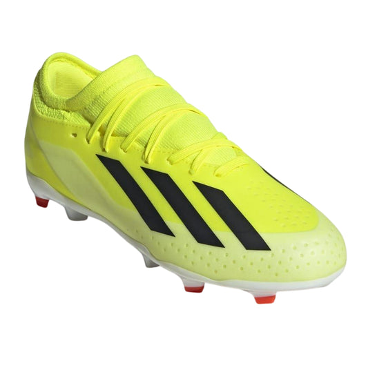 Yellow-Black - Front - Adidas Childrens-Kids X Crazyfast League Firm Ground Football Boots