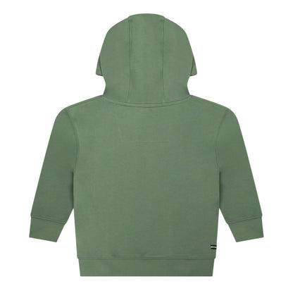 Mid Green - Back - Weekend Offender Childrens-Kids Yensei Badge 3-4 Sleeve Hoodie