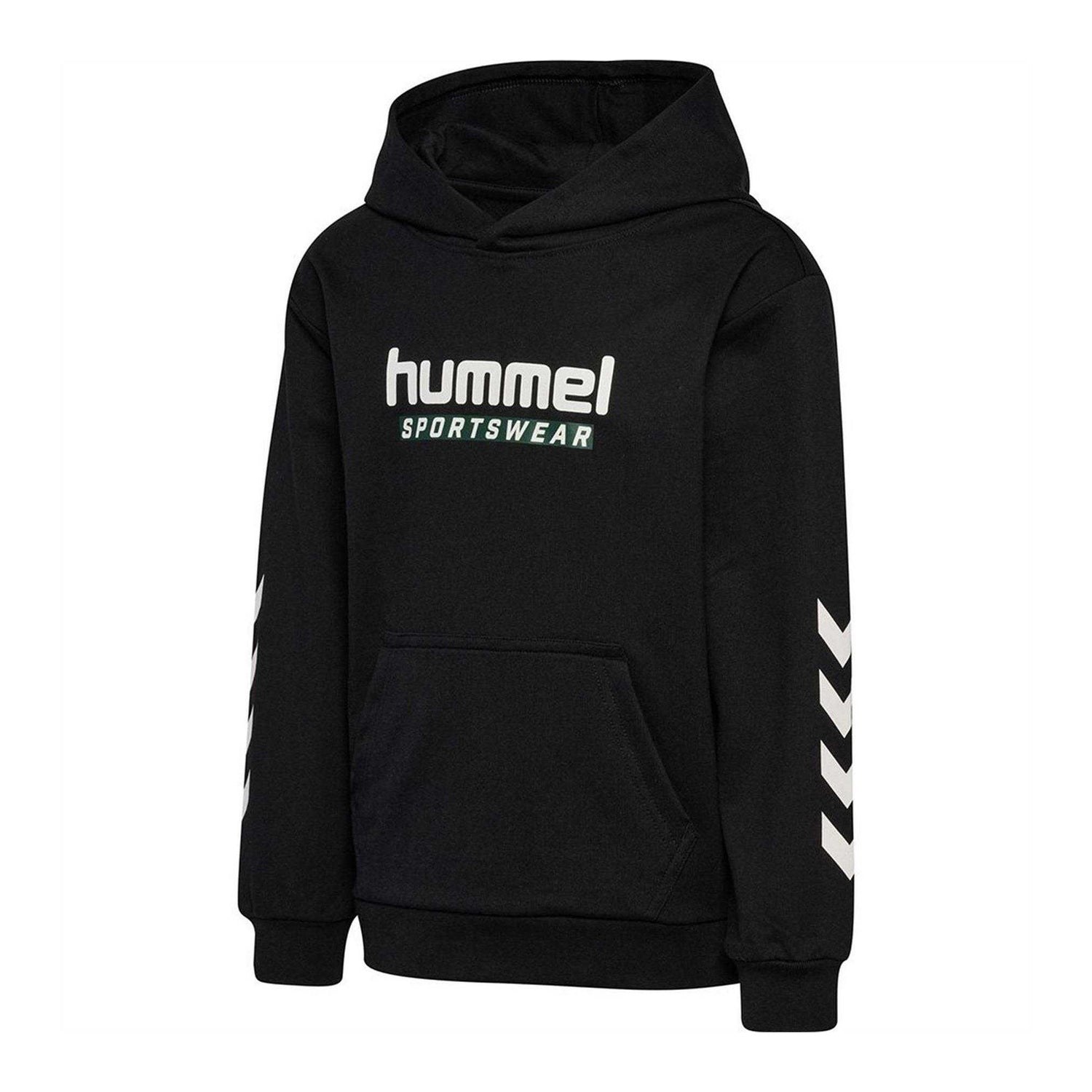 Black-White - Side - Hummel Childrens-Kids Logo Hoodie