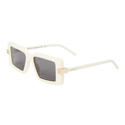 White - Front - Off White Unisex Adult Lowell Rectangular Sunglasses