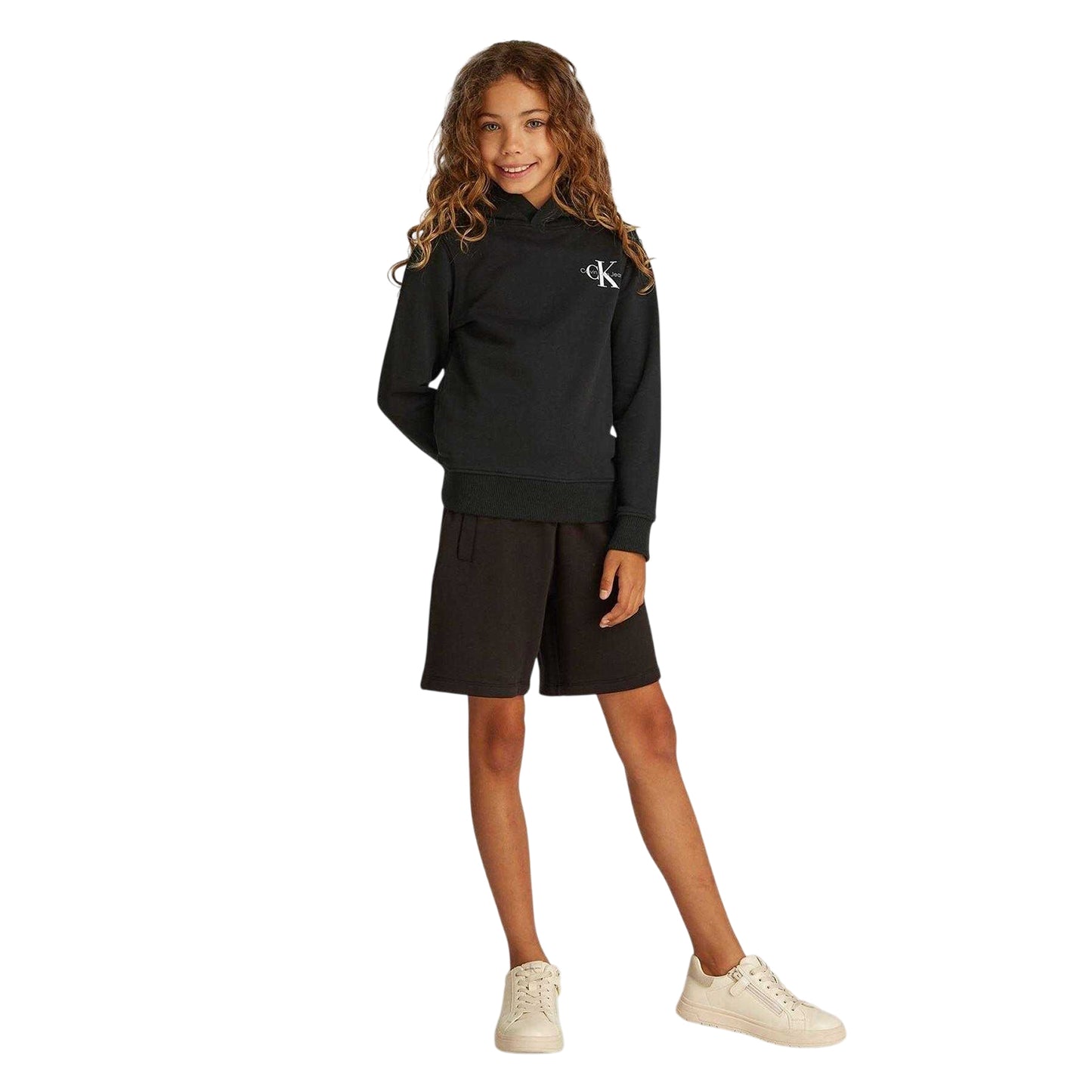 Black - Side - Calvin Klein Childrens-Kids Logo Hoodie
