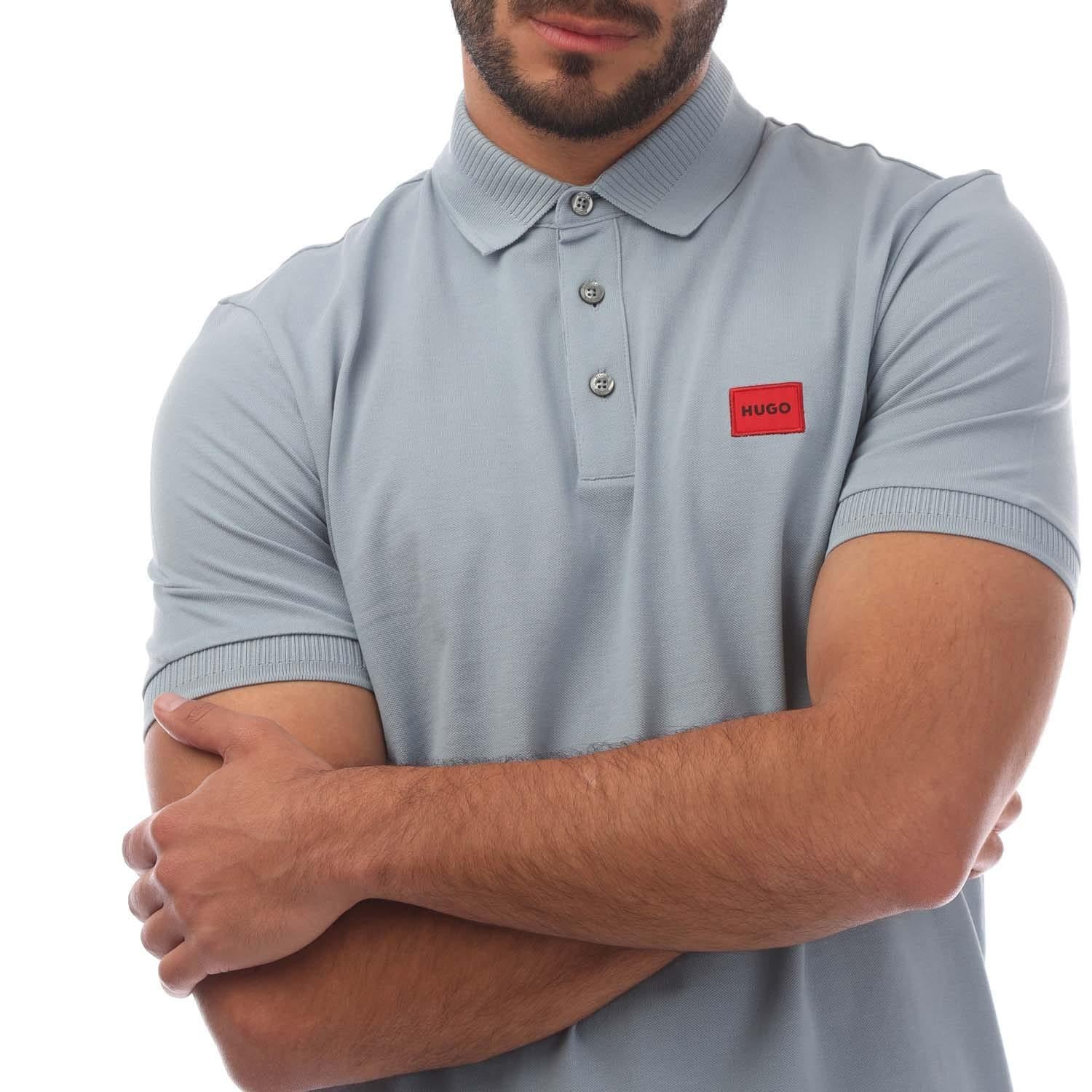 Blue - Side - Hugo Mens Dereso232 Polo Shirt