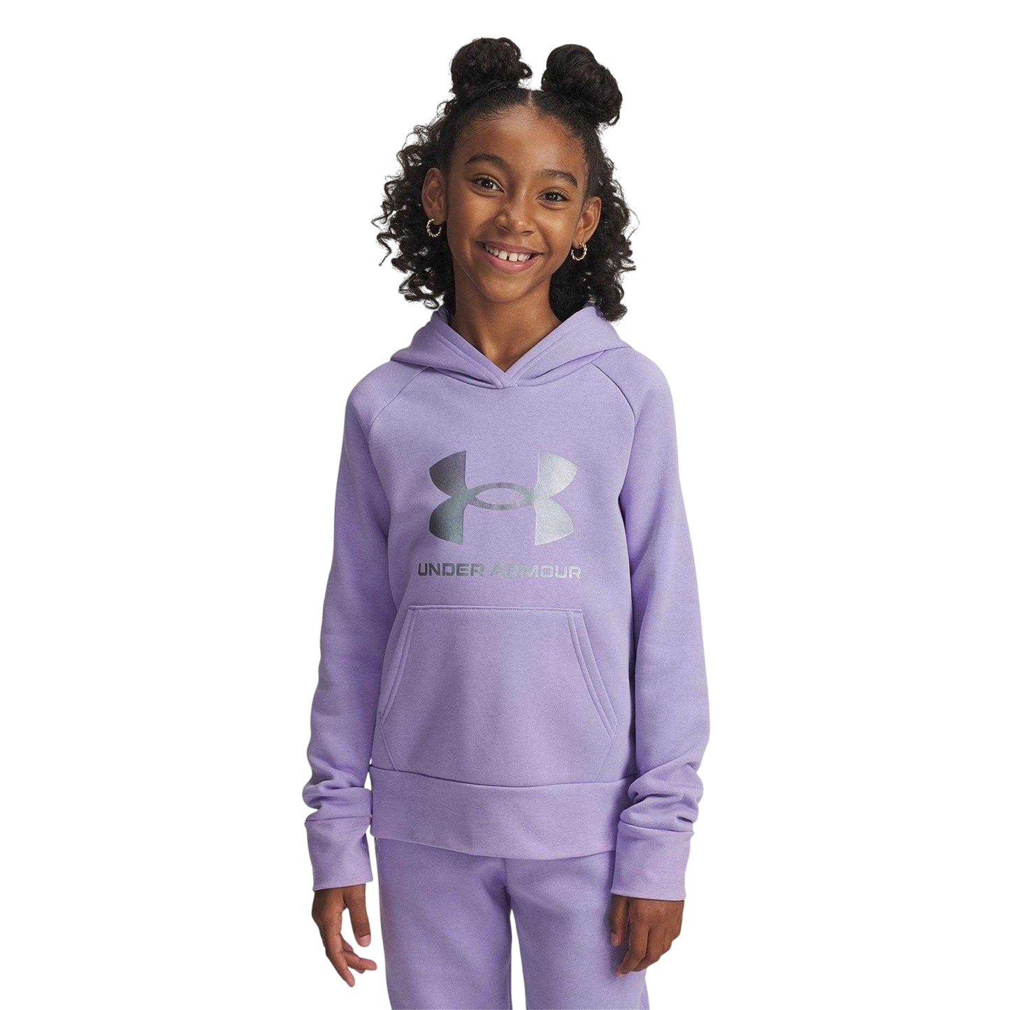 Purple - Side - Under Armour Girls Rival Hoodie