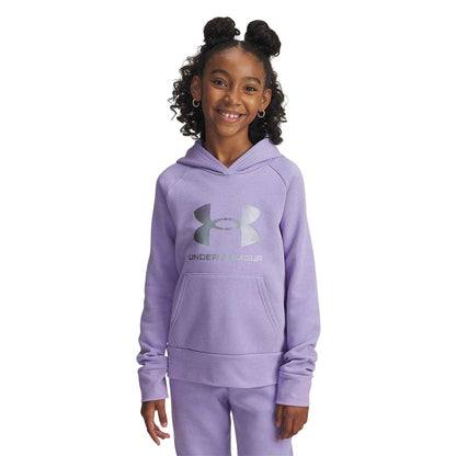 Purple - Side - Under Armour Girls Rival Hoodie