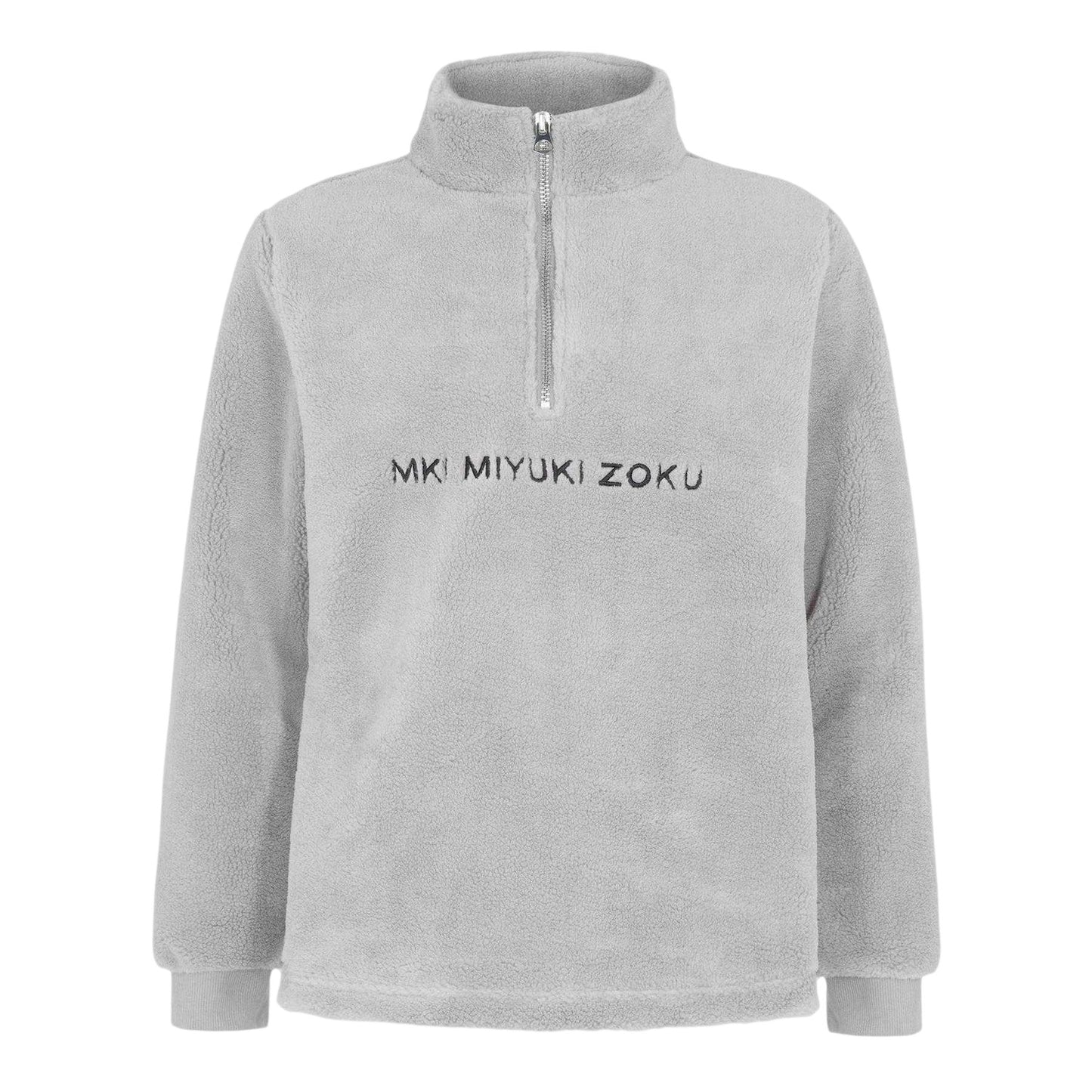 Grey - Front - MKI MIYUKI ZOKU Mens Sherpa Fleece Relaxed Fit Fleece
