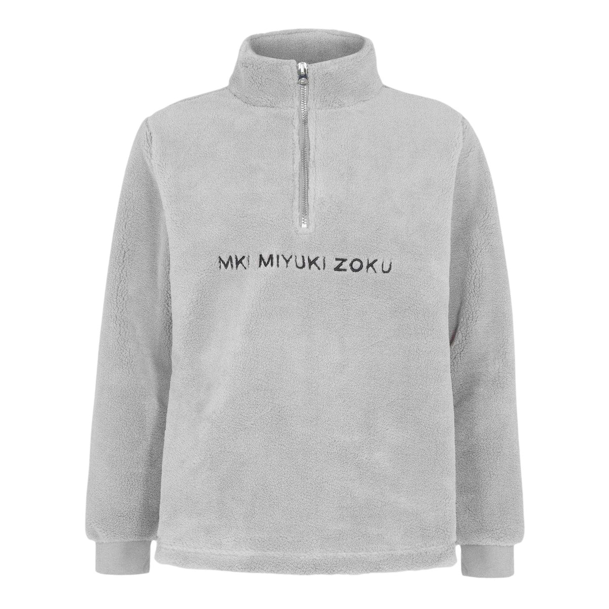 Grey - Front - MKI MIYUKI ZOKU Mens Sherpa Fleece Relaxed Fit Fleece