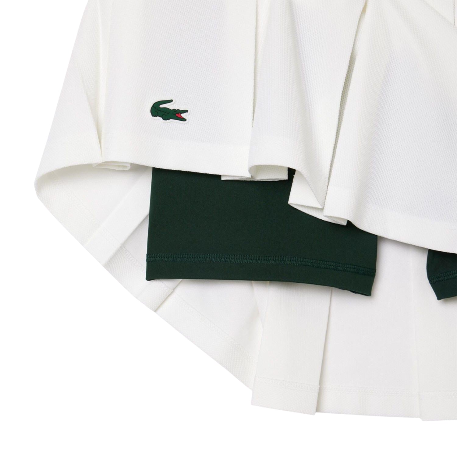 White-Green - Pack Shot - Lacoste Womens-Ladies Piqué Tennis Skirt