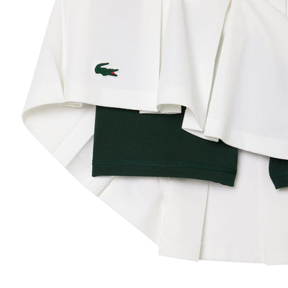 White-Green - Pack Shot - Lacoste Womens-Ladies Piqué Tennis Skirt