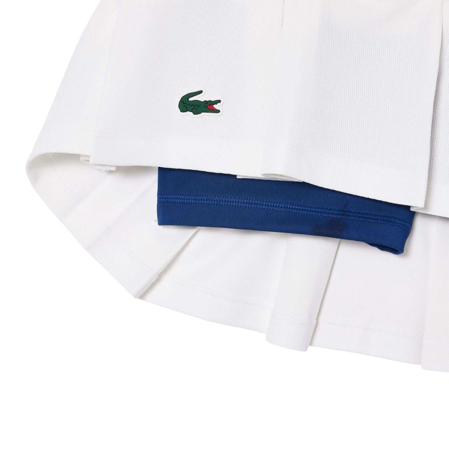 White-Blue - Pack Shot - Lacoste Womens-Ladies Piqué Tennis Skirt