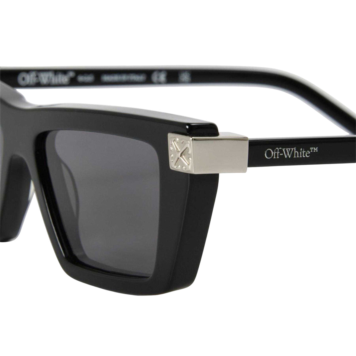 Black-Dark Grey - Side - Off-White Womens-Ladies Beaumont Rectangular Sunglasses