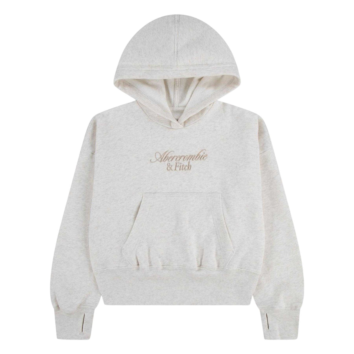 Oatmeal - Front - Abercrombie & Fitch Childrens-Kids Embroidered Logo Hoodie