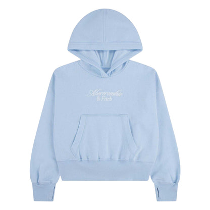 Ice Blue - Front - Abercrombie & Fitch Childrens-Kids Embroidered Logo Hoodie