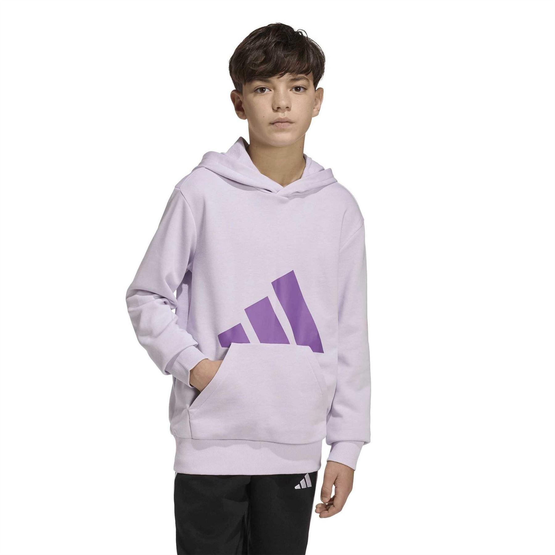 Ice Lavender - Side - Adidas Childrens-Kids Essentials Logo Hoodie