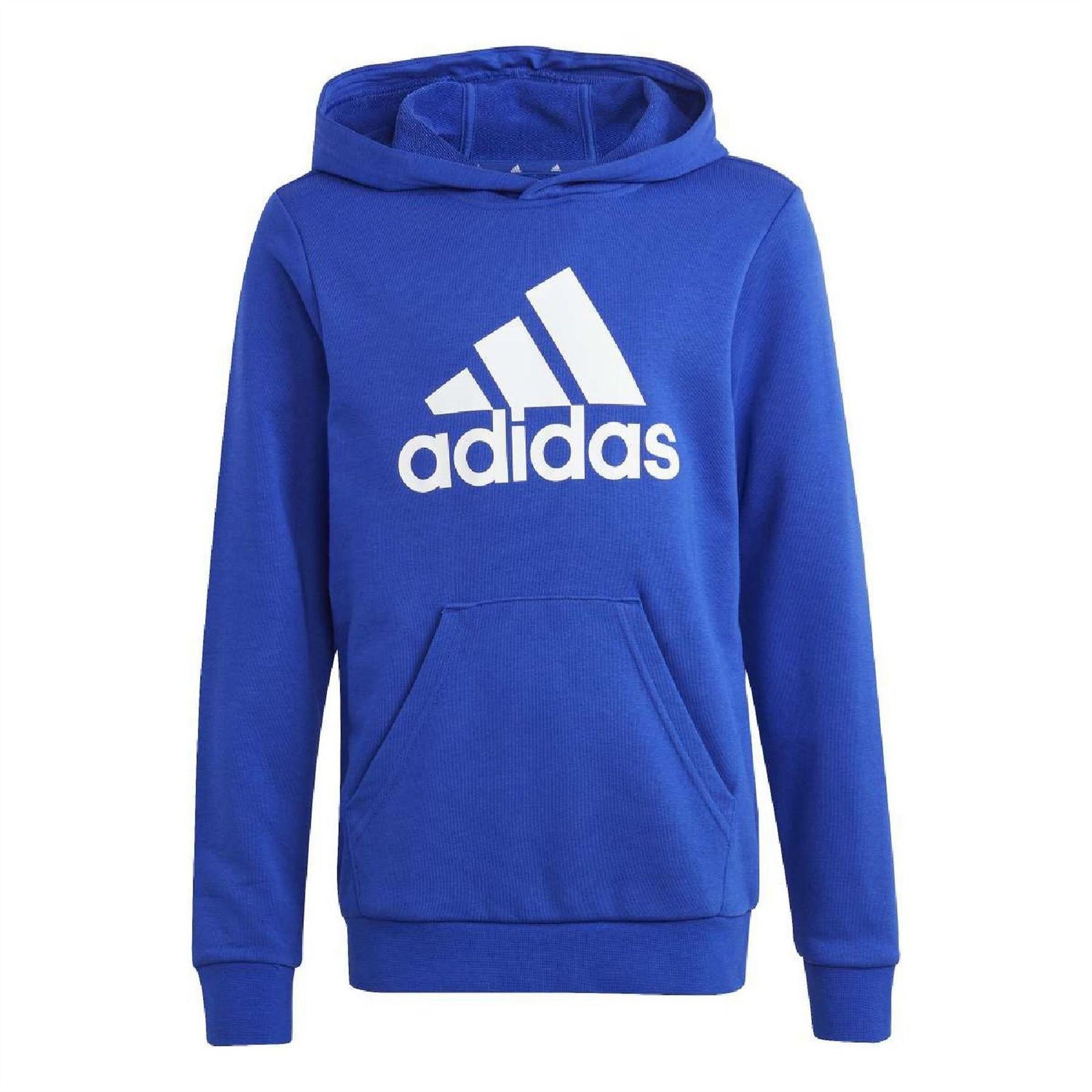 Lucid Blue - Front - Adidas Childrens-Kids Essentials Big Logo Hoodie