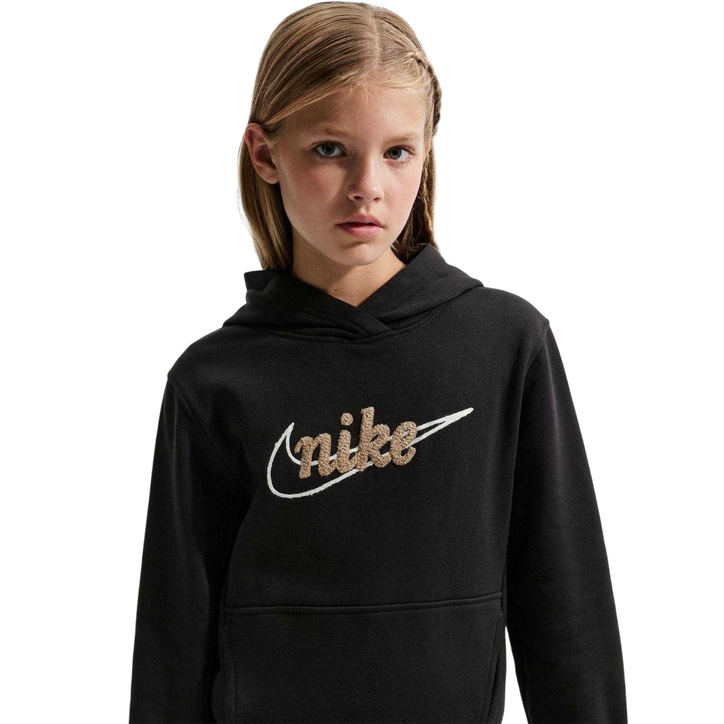 Black - Side - Nike Childrens-Kids NSW Fleece Classic Hoodie