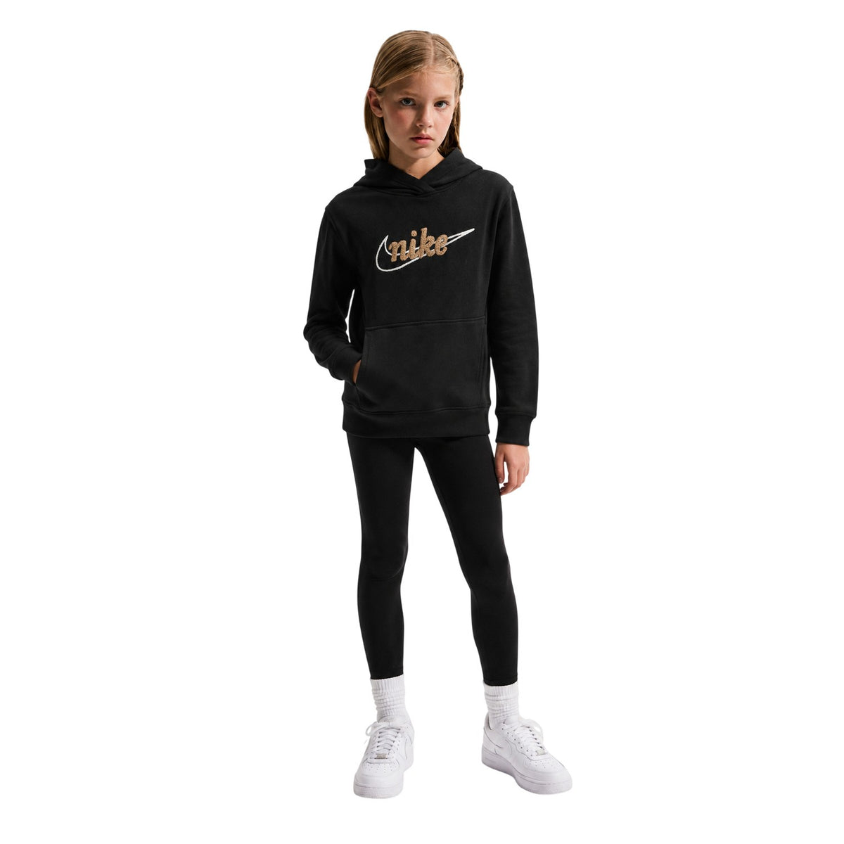 Black - Front - Nike Childrens-Kids NSW Fleece Classic Hoodie