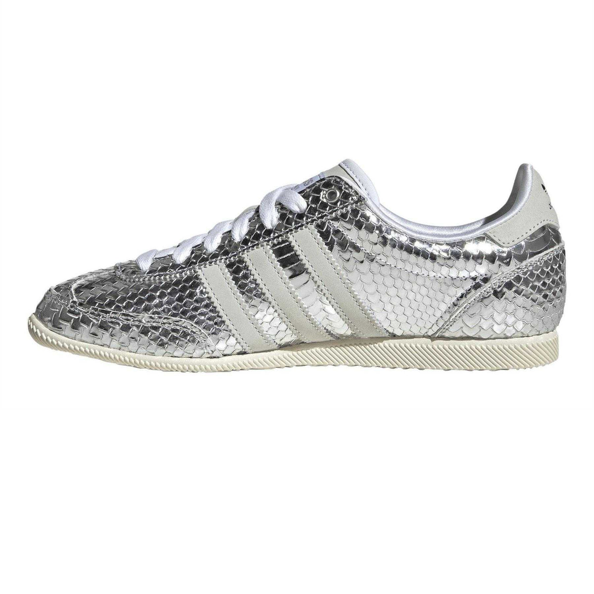 Metallic Silver - Side - Adidas Womens-Ladies Japan Snake Print Leather Shoes