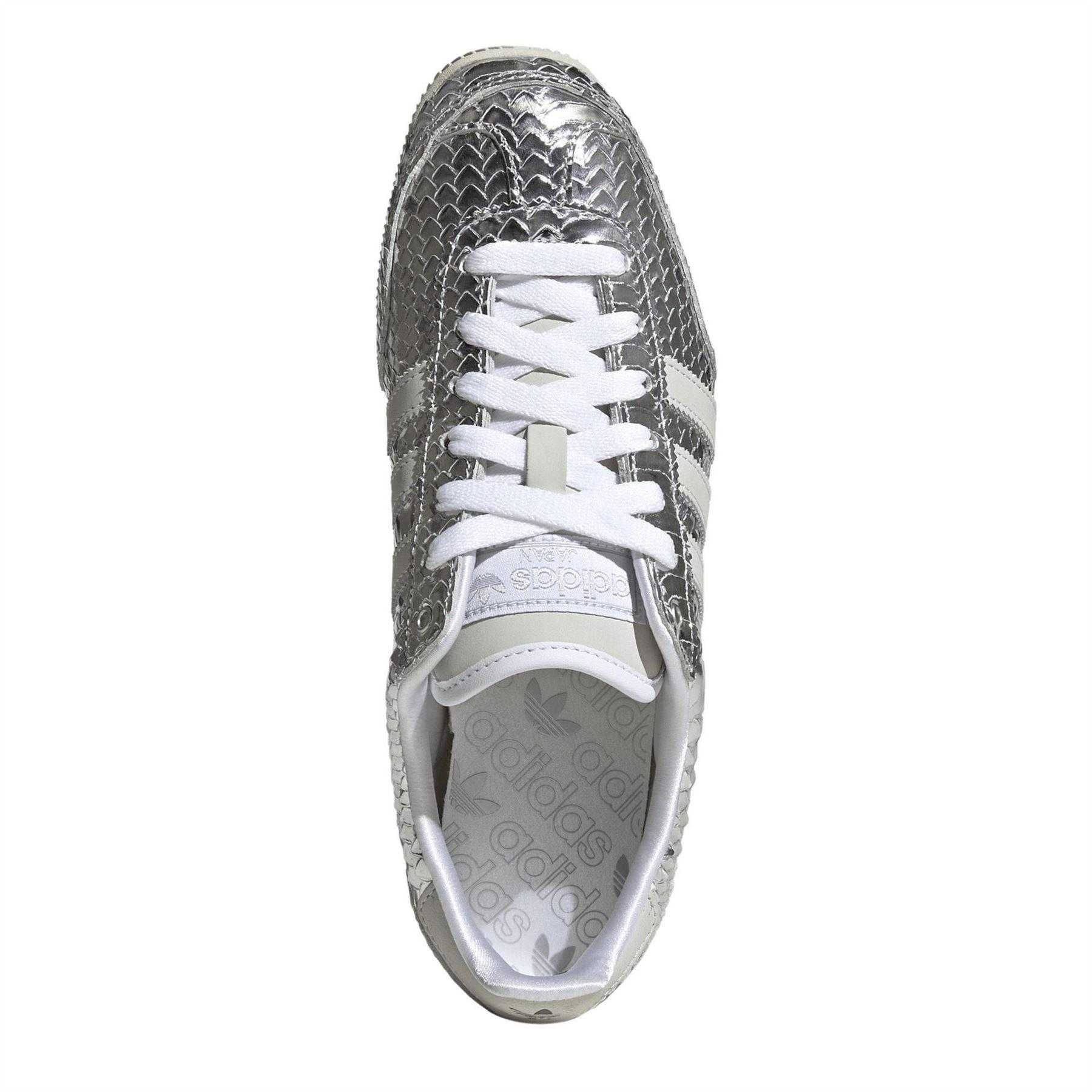 Metallic Silver - Lifestyle - Adidas Womens-Ladies Japan Snake Print Leather Shoes