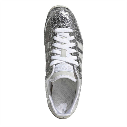 Metallic Silver - Lifestyle - Adidas Womens-Ladies Japan Snake Print Leather Shoes