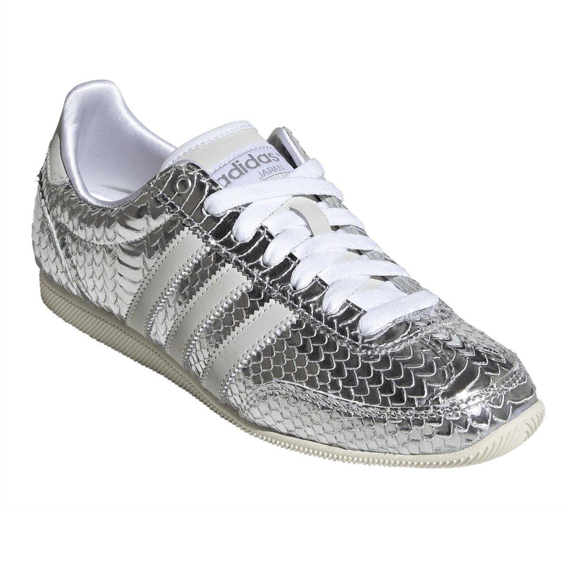 Metallic Silver - Pack Shot - Adidas Womens-Ladies Japan Snake Print Leather Shoes
