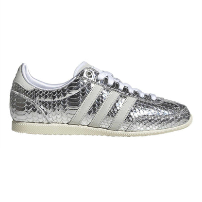 Metallic Silver - Front - Adidas Womens-Ladies Japan Snake Print Leather Shoes