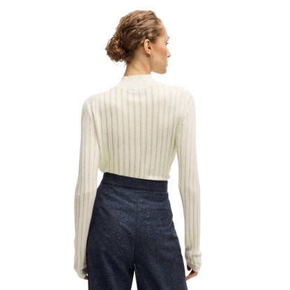 White - Back - Boss Womens-Ladies Fatirami Stripe Sweater Top