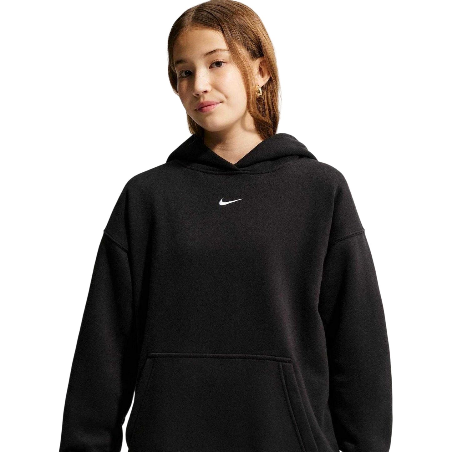 Black - Side - Nike Childrens-Kids Studio Pull Over Hoodie