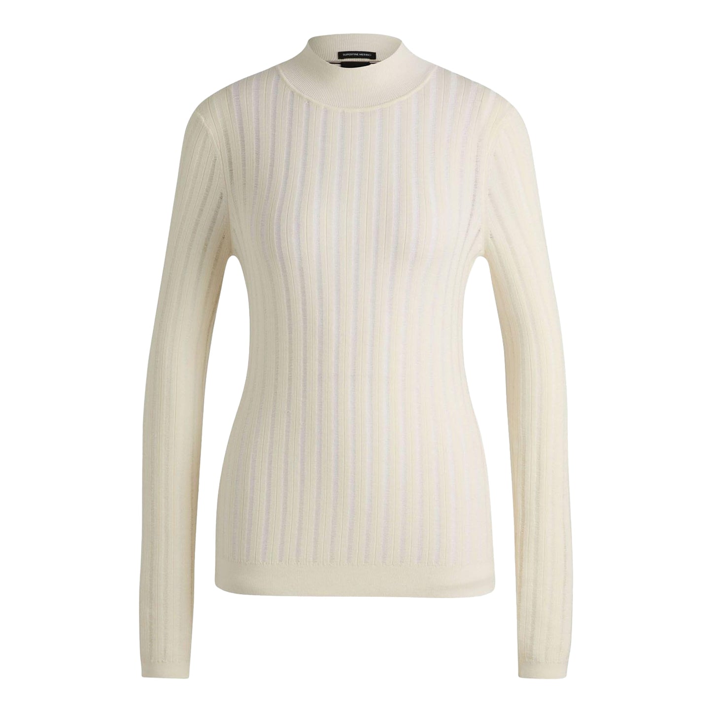 White - Front - Boss Womens-Ladies Fatirami Stripe Sweater Top