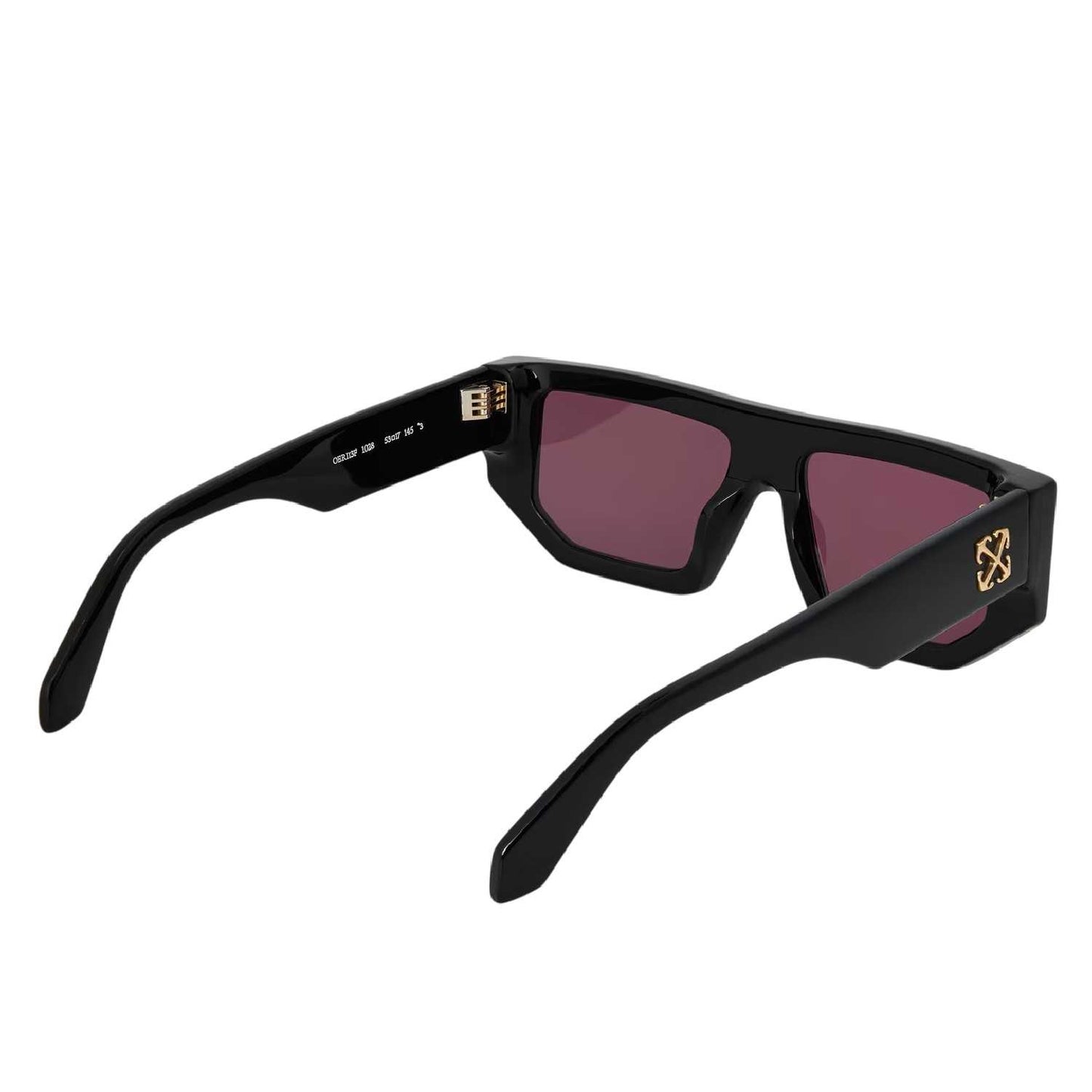 Black-Burgundy - Back - Off White Womens-Ladies Vancouver Rectangular Sunglasses