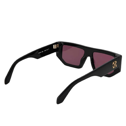 Black-Burgundy - Back - Off White Womens-Ladies Vancouver Rectangular Sunglasses