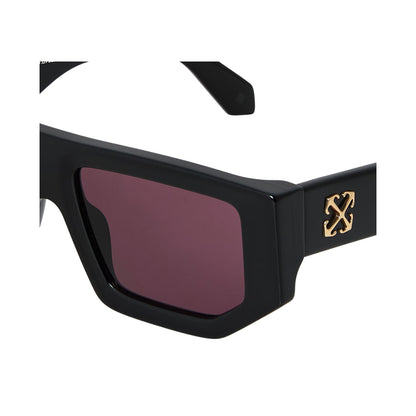 Black-Burgundy - Side - Off White Womens-Ladies Vancouver Rectangular Sunglasses