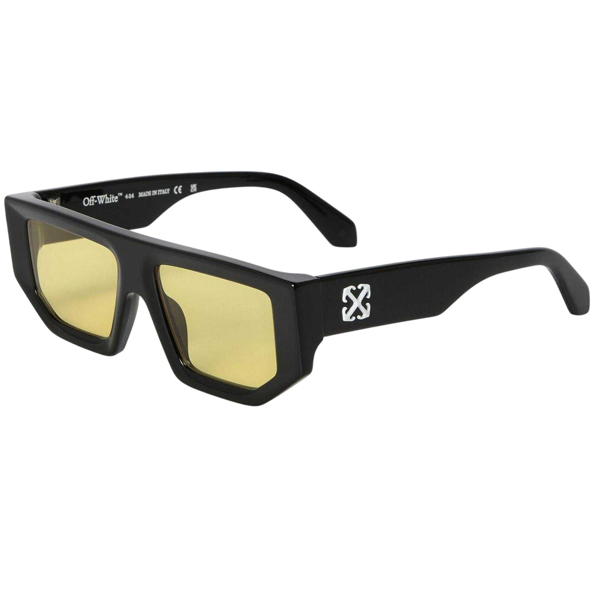 Black-Yellow - Front - Off White Womens-Ladies Vancouver Rectangular Sunglasses