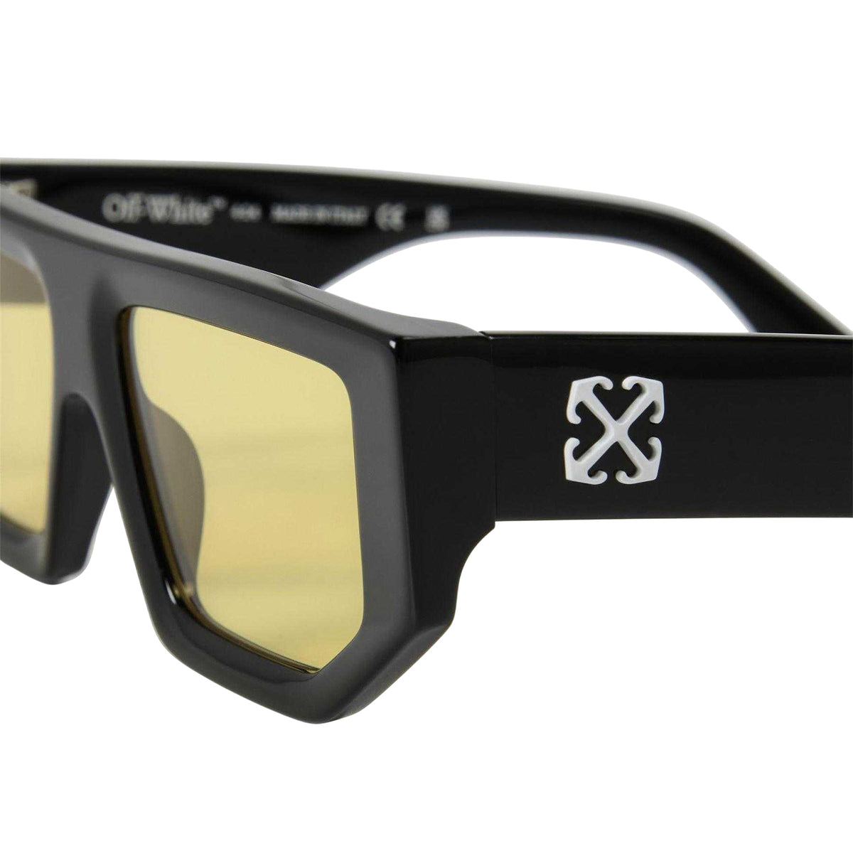 Black-Yellow - Side - Off White Womens-Ladies Vancouver Rectangular Sunglasses