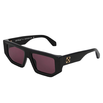 Black-Burgundy - Front - Off White Womens-Ladies Vancouver Rectangular Sunglasses