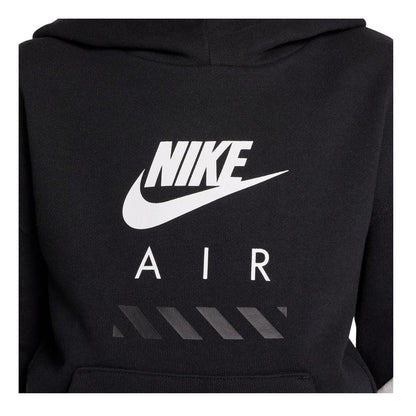 Black-White - Side - Nike Childrens-Kids Air Colour Block Fleece Hoodie