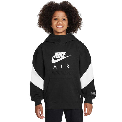 Black-White - Front - Nike Childrens-Kids Air Colour Block Fleece Hoodie