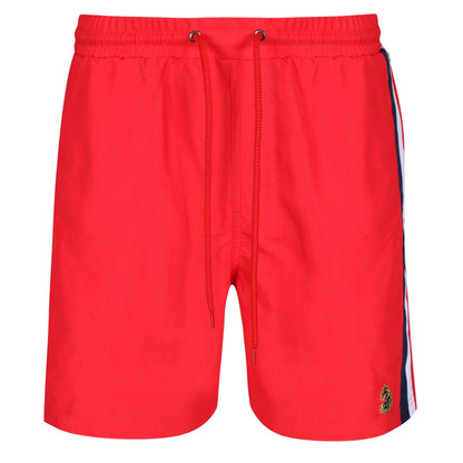 Red - Front - Luke 1977 Mens Cabo San Contrast Panel Swim Shorts