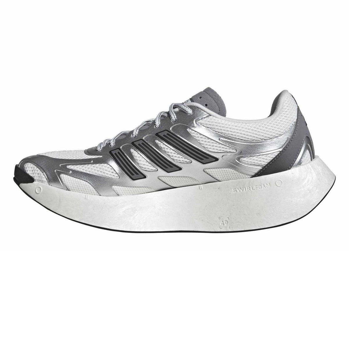 Silver-White - Side - Adidas Mens Adizero Aruku Lace Up Running Shoes