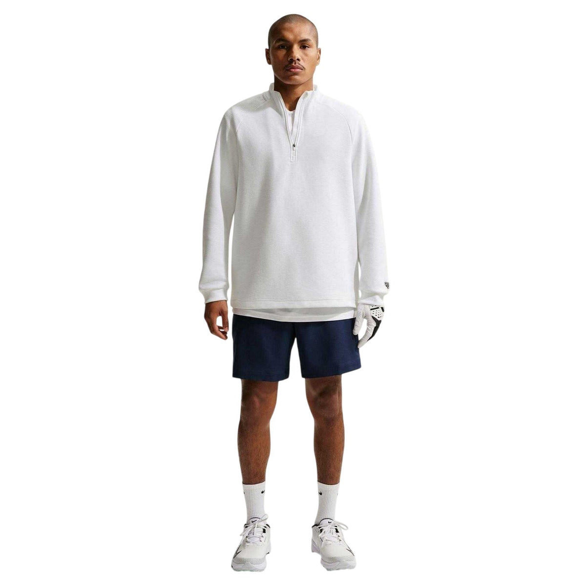 White - Front - Nike Mens Half Zip Long-Sleeved Jumper