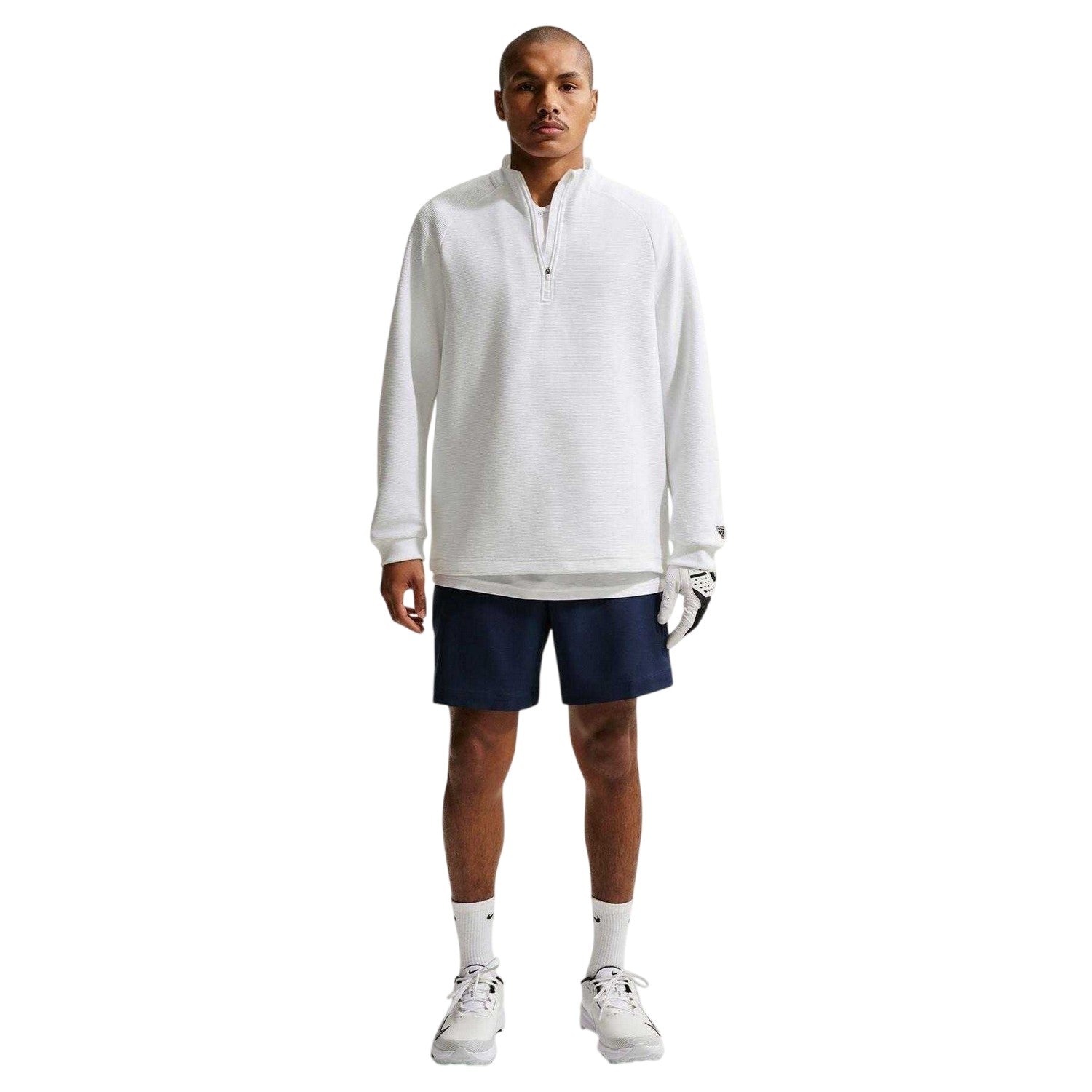 White - Front - Nike Mens Half Zip Long-Sleeved Jumper