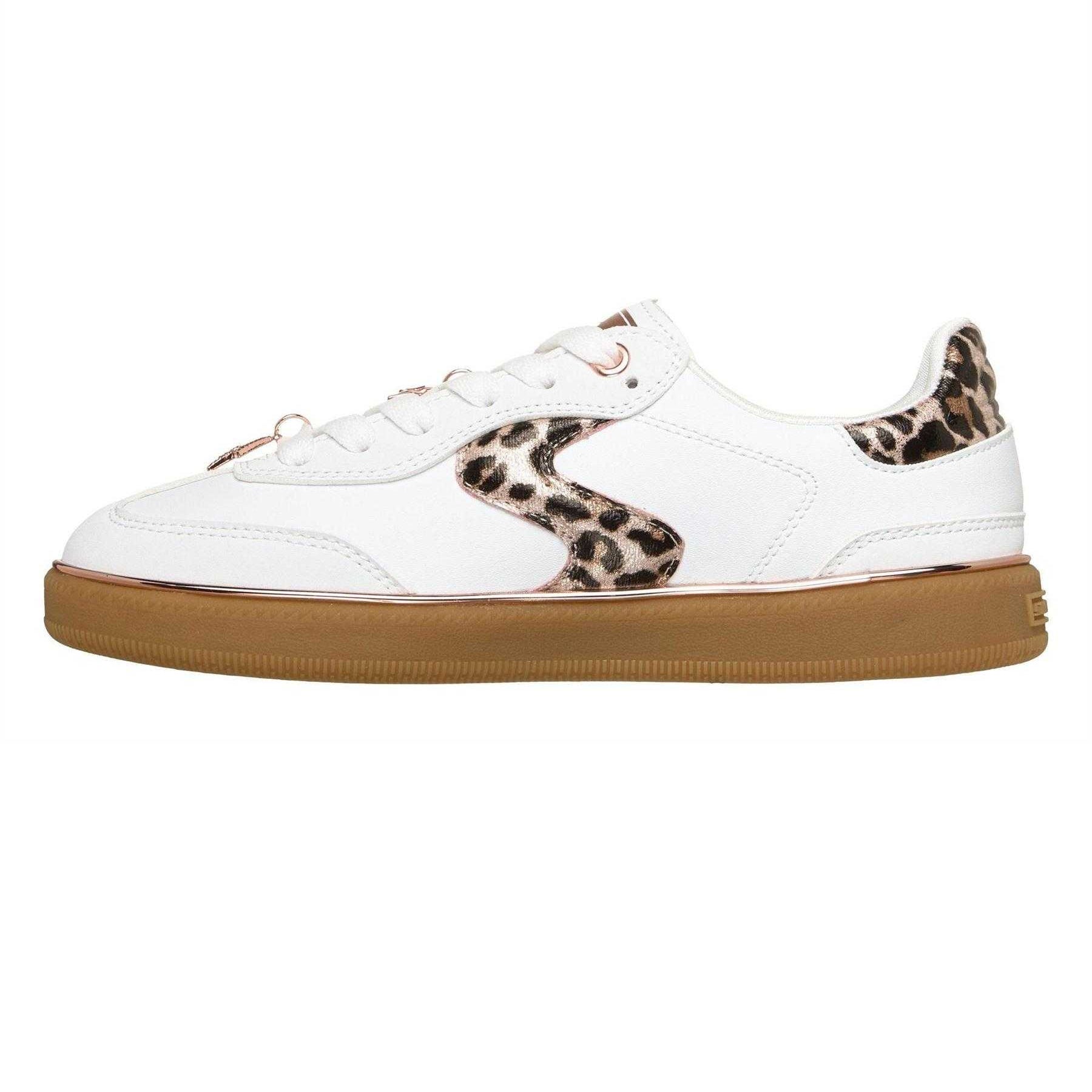 White - Side - Skechers Childrens-Kids Hotshot Leopard Print Trainers