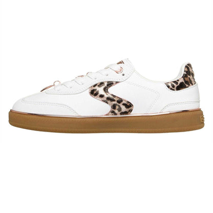 White - Side - Skechers Childrens-Kids Hotshot Leopard Print Trainers