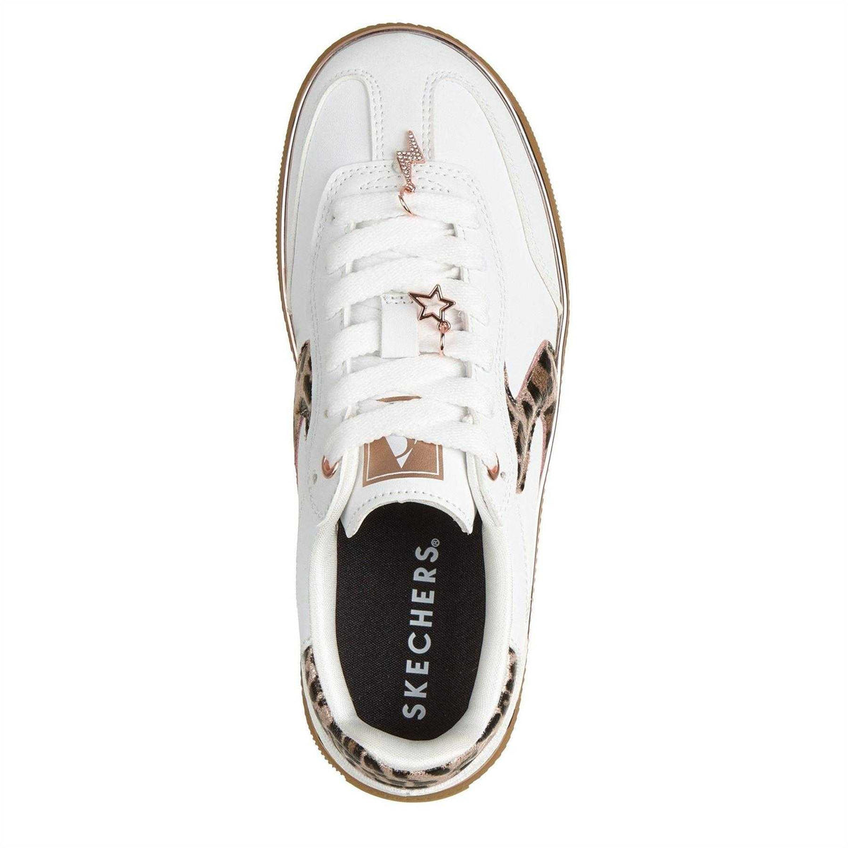 White - Lifestyle - Skechers Childrens-Kids Hotshot Leopard Print Trainers