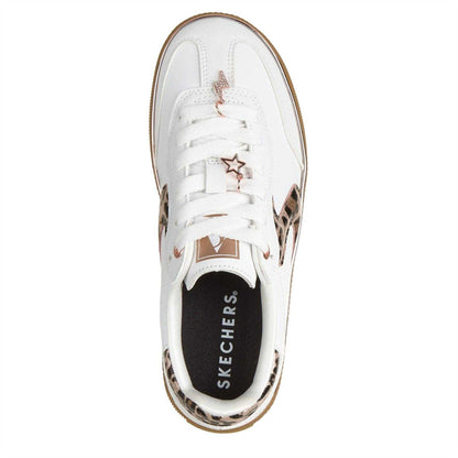 White - Lifestyle - Skechers Childrens-Kids Hotshot Leopard Print Trainers