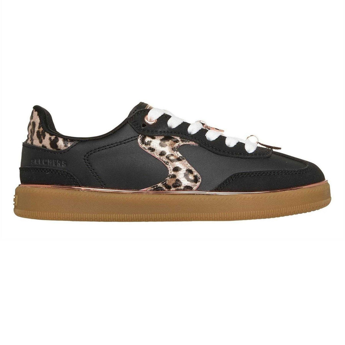 Black - Front - Skechers Childrens-Kids Hotshot Leopard Print Trainers