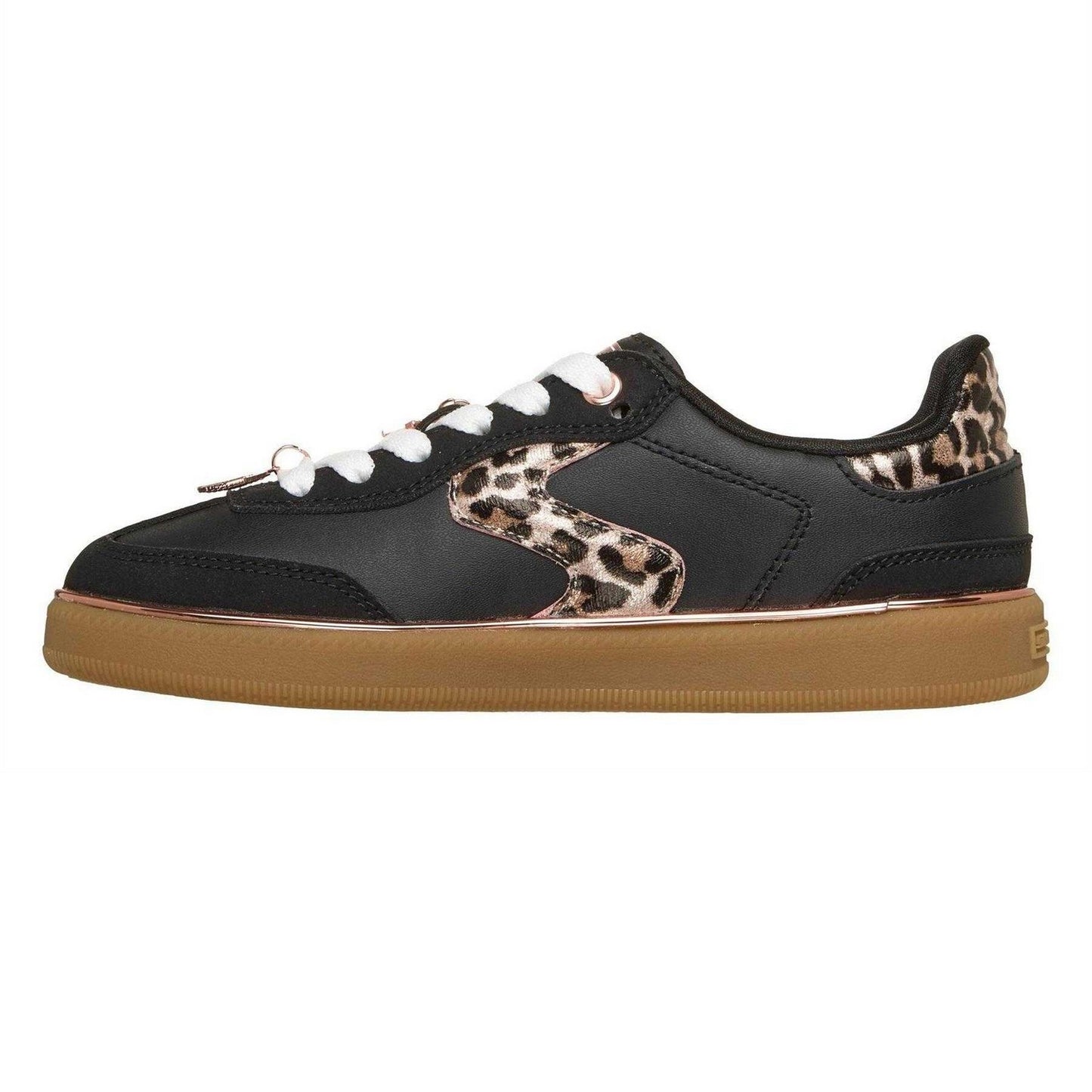 Black - Side - Skechers Childrens-Kids Hotshot Leopard Print Trainers
