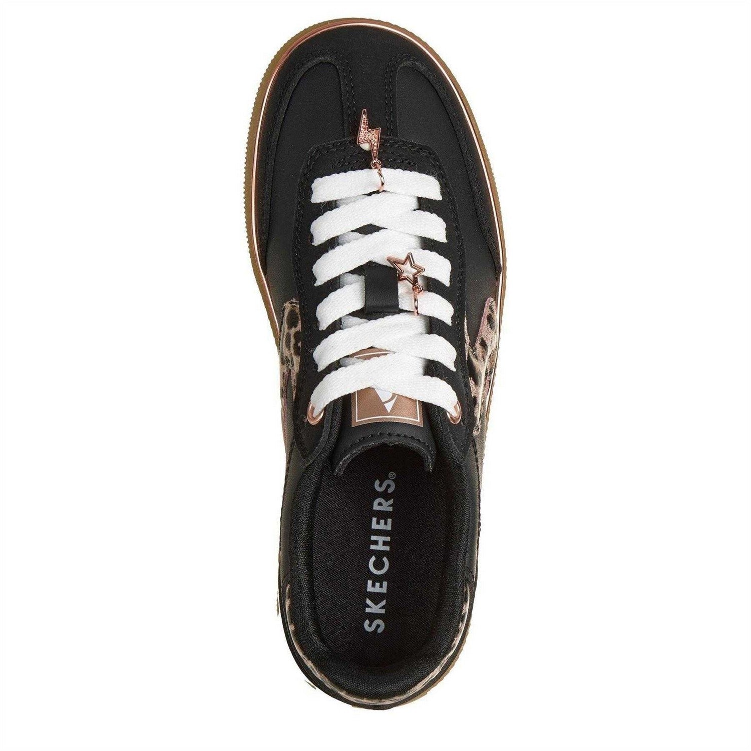Black - Lifestyle - Skechers Childrens-Kids Hotshot Leopard Print Trainers