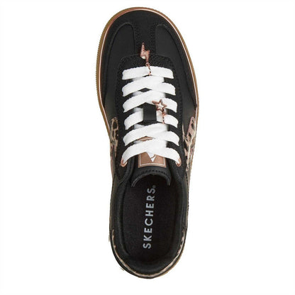 Black - Lifestyle - Skechers Childrens-Kids Hotshot Leopard Print Trainers